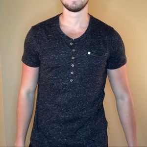 Diesel Caracol Grey Y Neck Button Down Tee Shirt